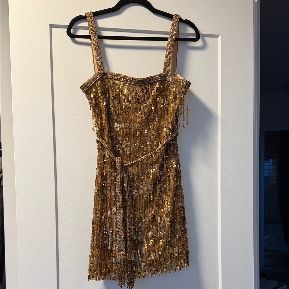 Alice + Olivia Gold Sequin Mini Dress